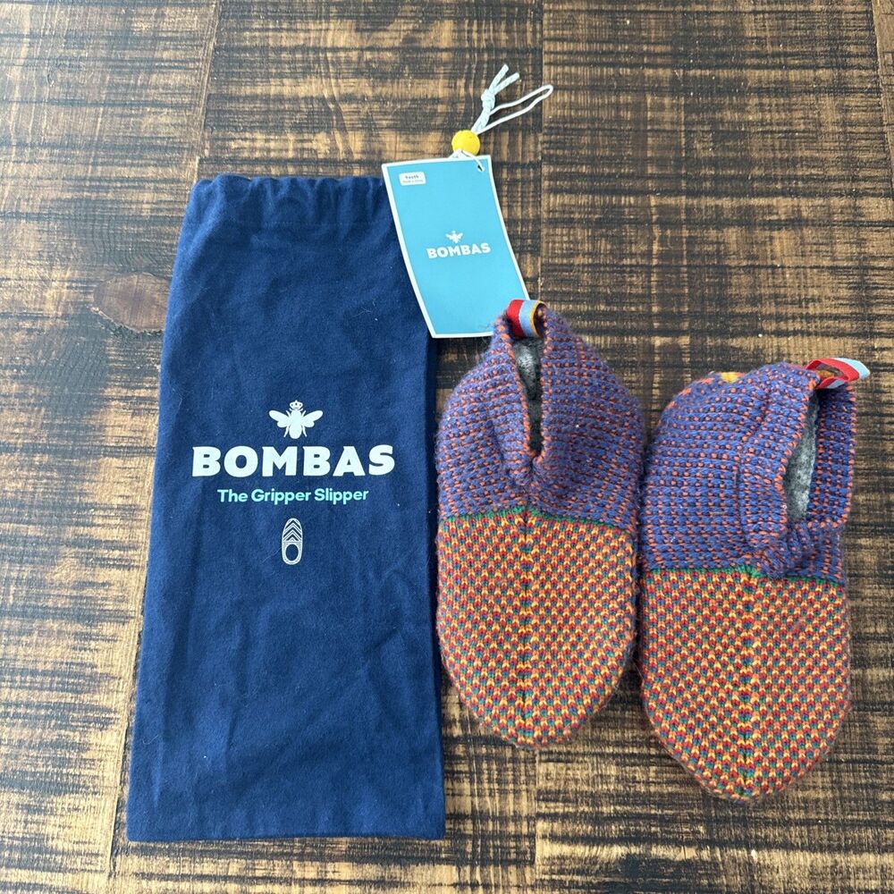Bombas The Gripper Slipper Youth Size 11-13 purple and orange NEW